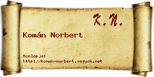 Komán Norbert névjegykártya