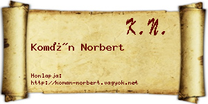 Komán Norbert névjegykártya